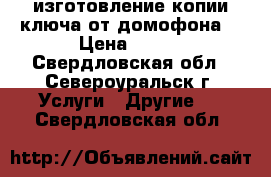 изготовление копии ключа от домофона  › Цена ­ 100 - Свердловская обл., Североуральск г. Услуги » Другие   . Свердловская обл.